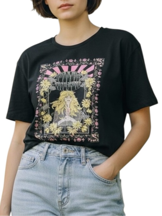 Tops - NEW Follow the Sun Black Festival Bohemian Tee Shirt Women’s Size Small NWT